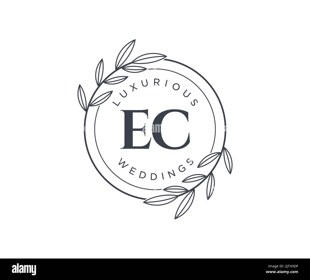EC Initialen Brief Hochzeit Monogramm Logos Vorlage, handgezeichnete moderne minimalistische und florale Vorlagen für Einladungskarten, Save the Date, elegant Stock Vektor