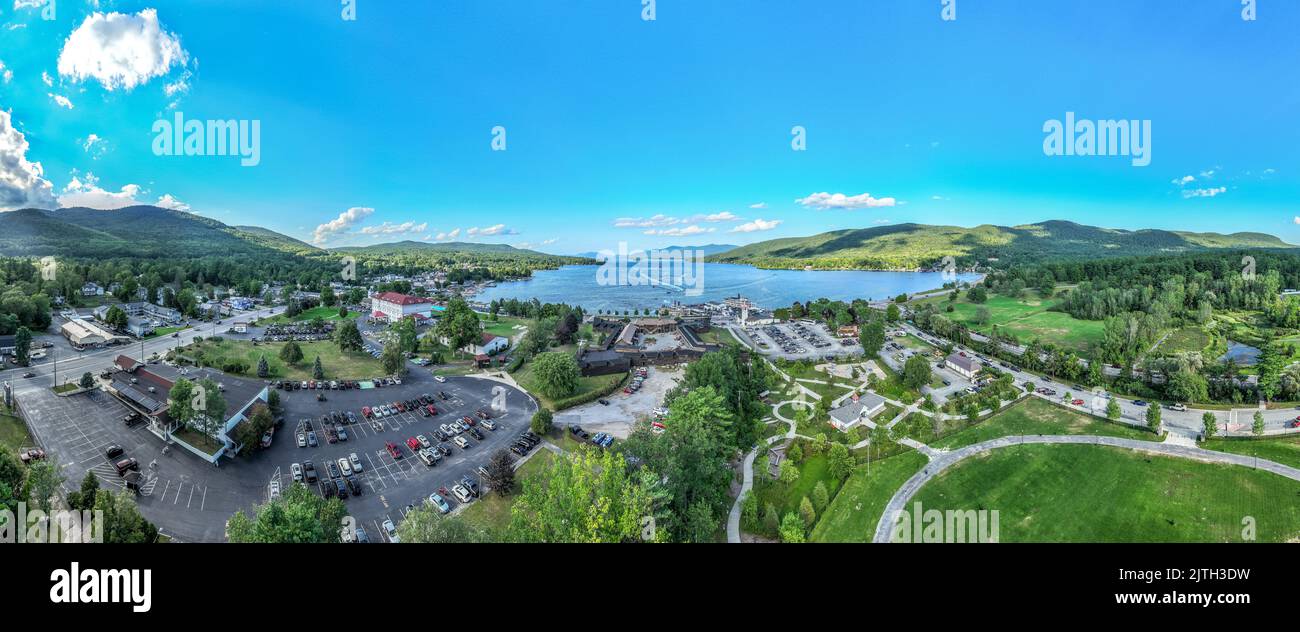 Luftaufnahme von Fort William Henry am Lake George Stockfoto