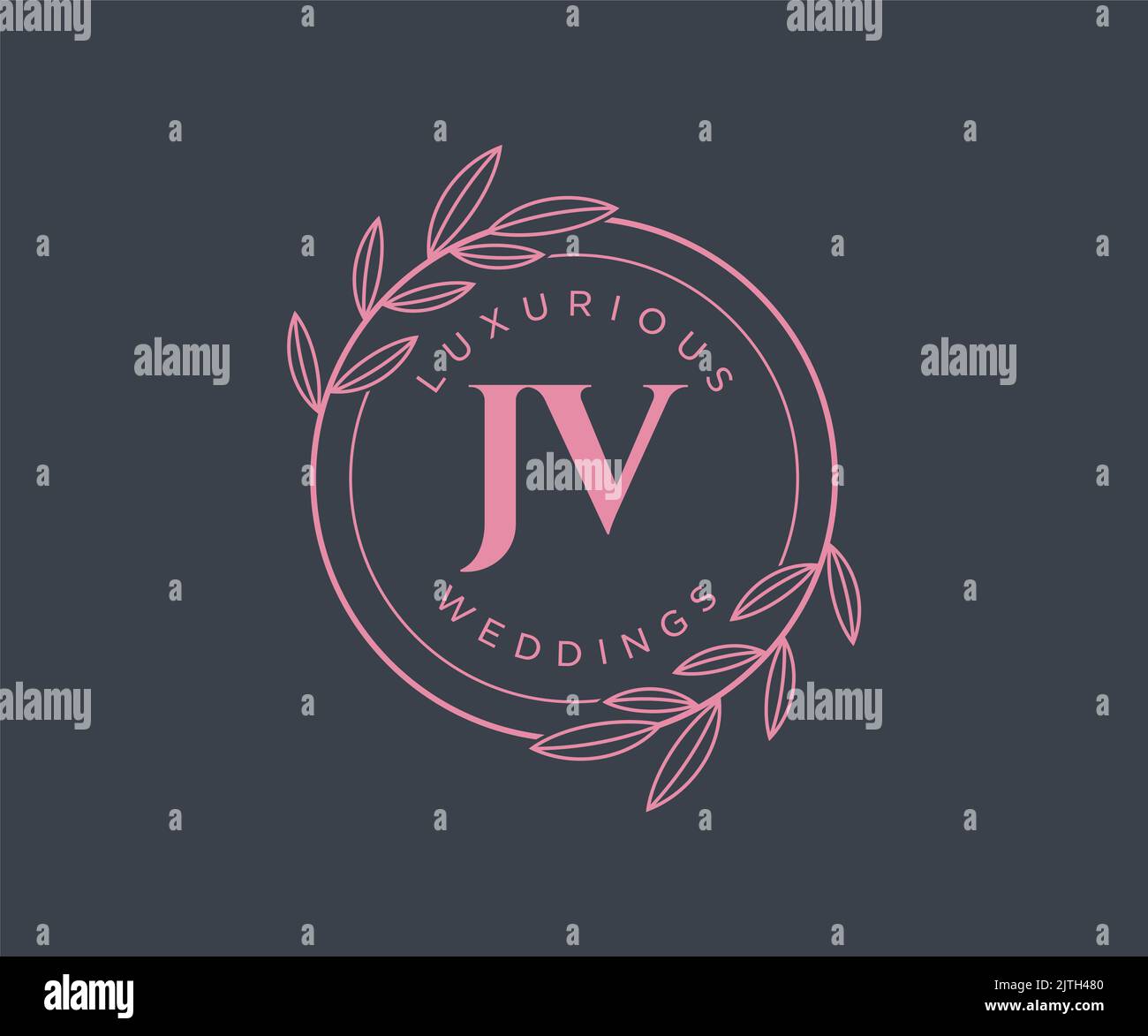 JV Initials Letter Hochzeitsmonogramm Logos Vorlage, handgezeichnete moderne minimalistische und florale Vorlagen für Einladungskarten, Save the Date, elegant Stock Vektor