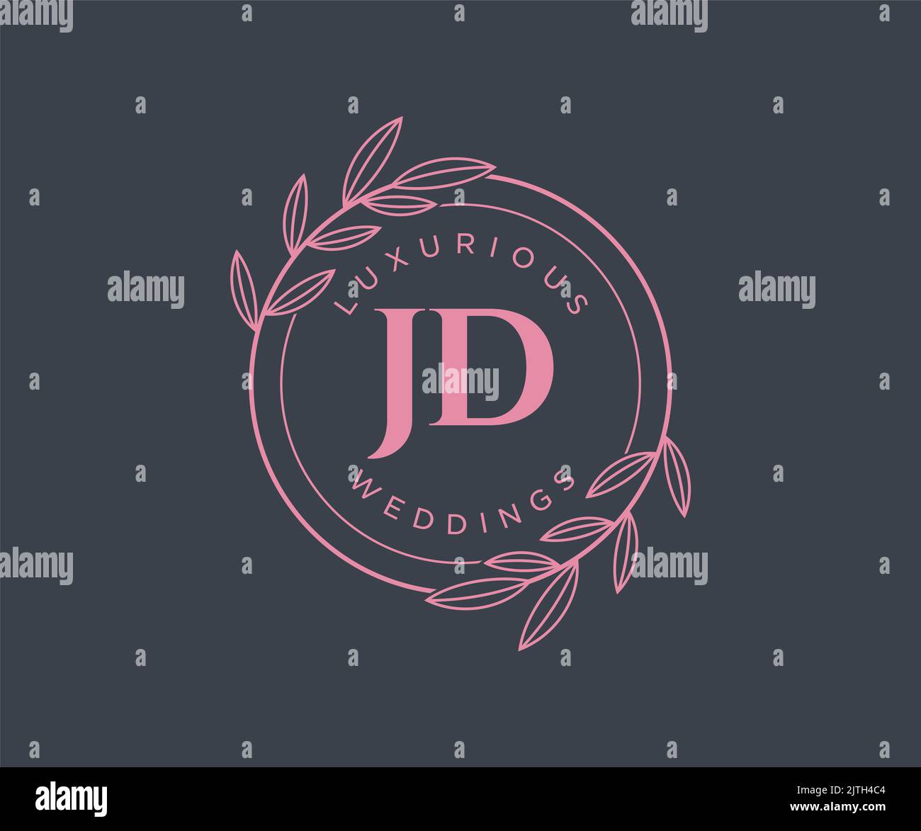 JD Initials Letter Hochzeit Monogramm Logos Vorlage, handgezeichnete moderne minimalistische und florale Vorlagen für Einladungskarten, Save the Date, elegant Stock Vektor