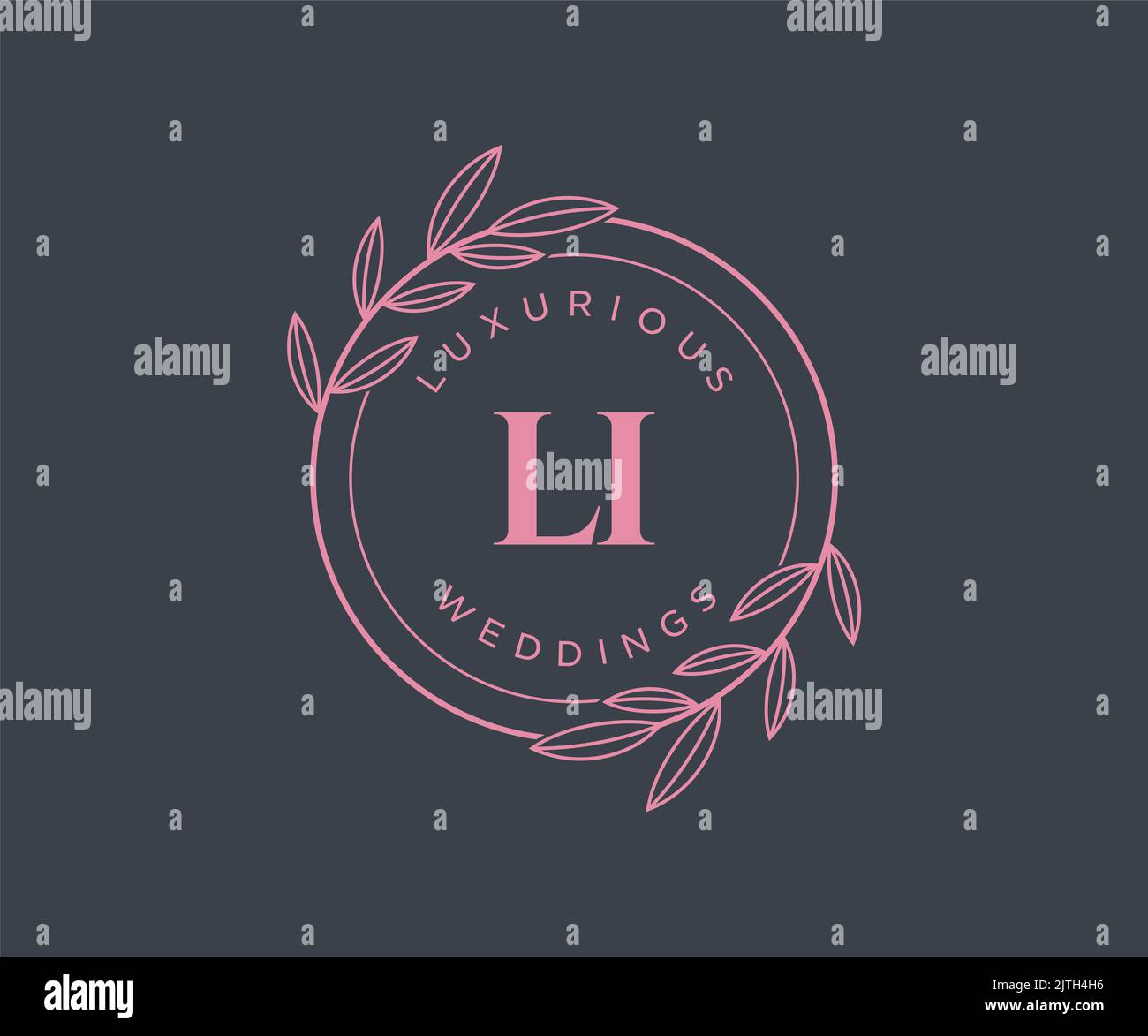 LI Initialen Brief Hochzeit Monogramm Logos Vorlage, handgezeichnete moderne minimalistische und florale Vorlagen für Einladungskarten, Save the Date, elegant Stock Vektor