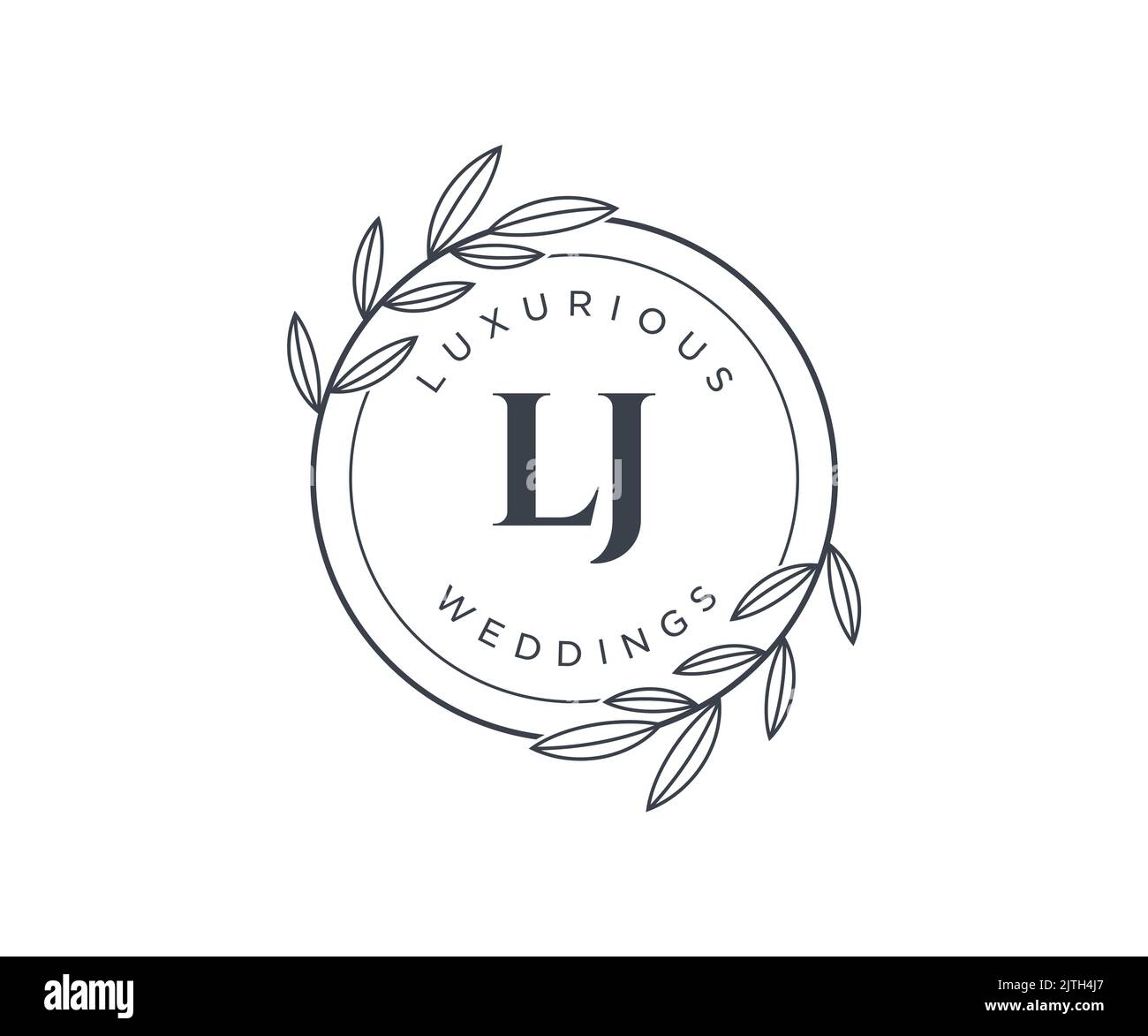 LJ Initialen Brief Hochzeit Monogramm Logos Vorlage, handgezeichnete moderne minimalistische und florale Vorlagen für Einladungskarten, Save the Date, elegant Stock Vektor