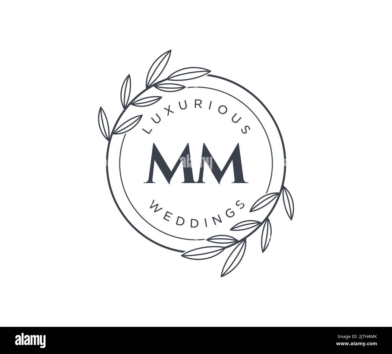 MM Initialen Brief Hochzeit Monogramm Logos Vorlage, handgezeichnete moderne minimalistische und florale Vorlagen für Einladungskarten, Save the Date, elegant Stock Vektor