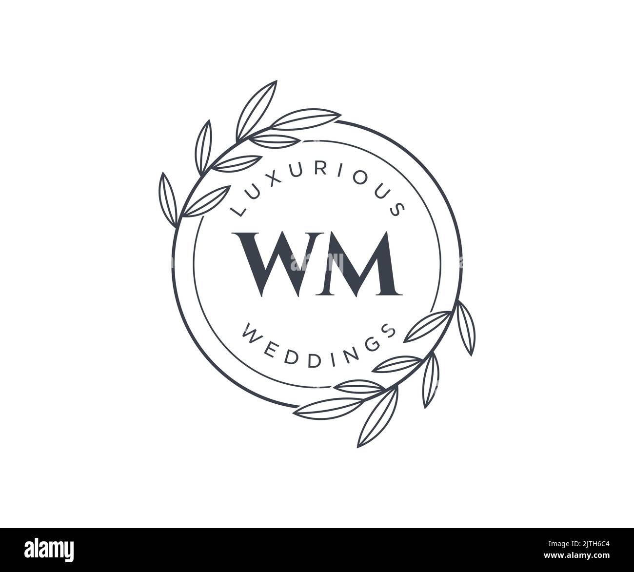 WM Initialen Brief Hochzeit Monogramm Logos Vorlage, handgezeichnete moderne minimalistische und florale Vorlagen für Einladungskarten, Save the Date, elegant Stock Vektor