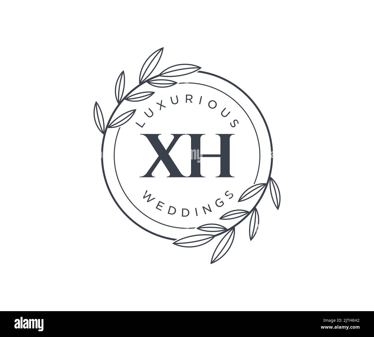 XH Initialen Brief Hochzeit Monogramm Logos Vorlage, handgezeichnete moderne minimalistische und florale Vorlagen für Einladungskarten, Save the Date, elegant Stock Vektor
