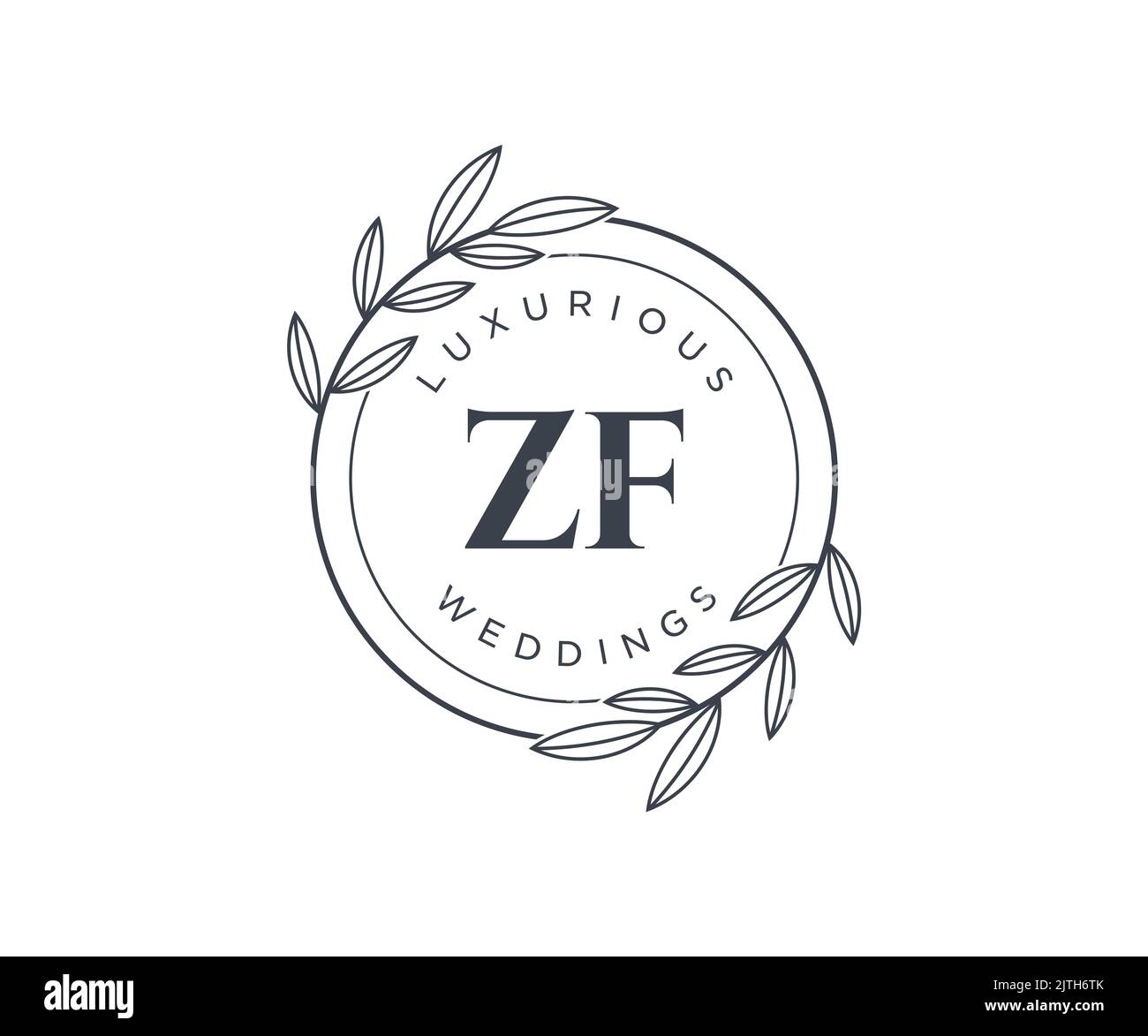 ZF Initialen Brief Hochzeit Monogramm Logos Vorlage, handgezeichnete moderne minimalistische und florale Vorlagen für Einladungskarten, Save the Date, elegant Stock Vektor