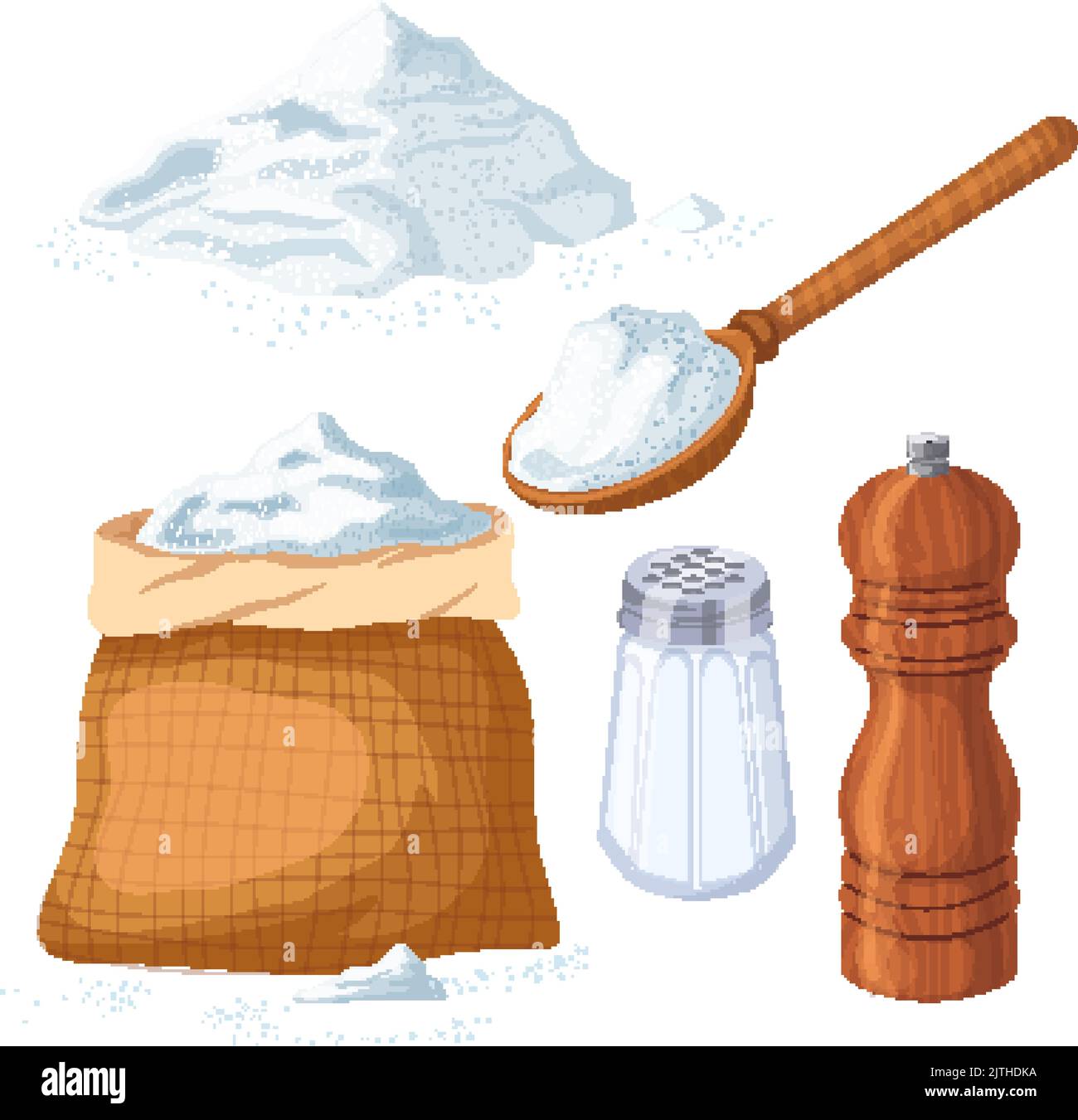 Salz Löffel Set Cartoon Vektor Illustration Stock Vektor