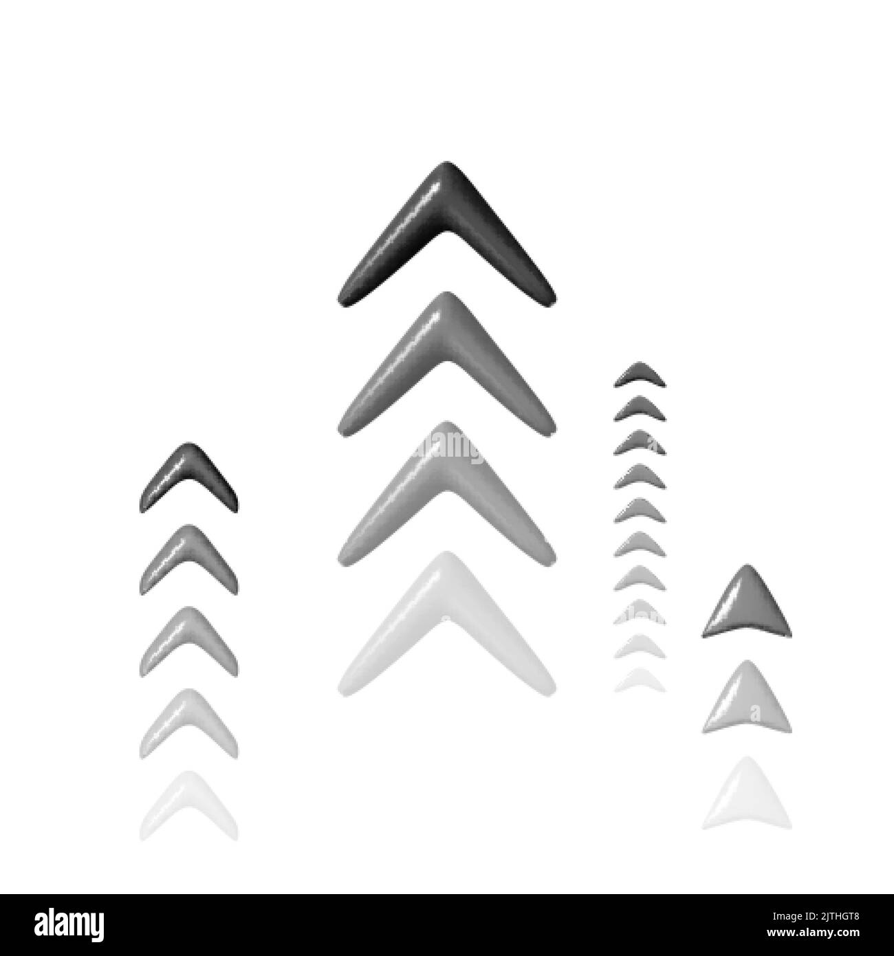 Schwarzer 3D-Pfeil nach oben. Konzept der Pfeilanimation. Vektorgrafik Stock Vektor