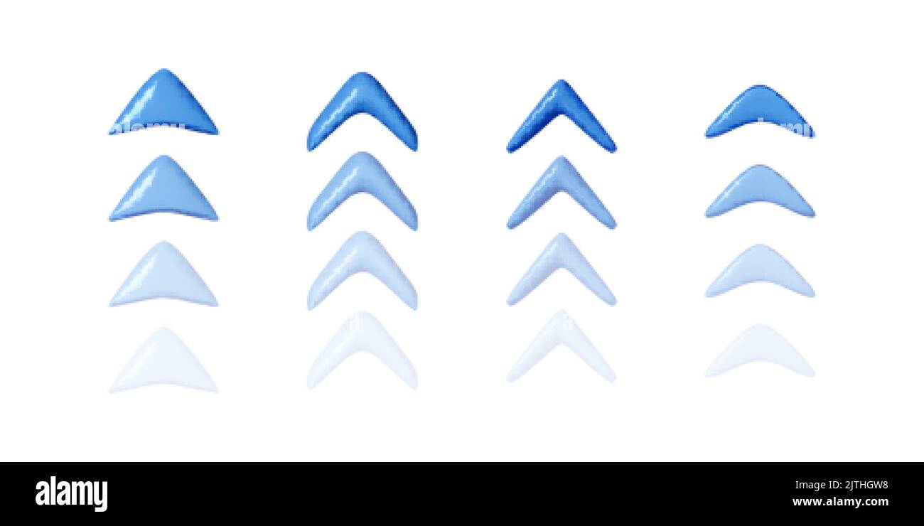 Richtung der Pfeillinie. Satz von 3D Pfeilbewegung oder Animation. Vektordarstellung auf weißem Hintergrund isoliert Stock Vektor