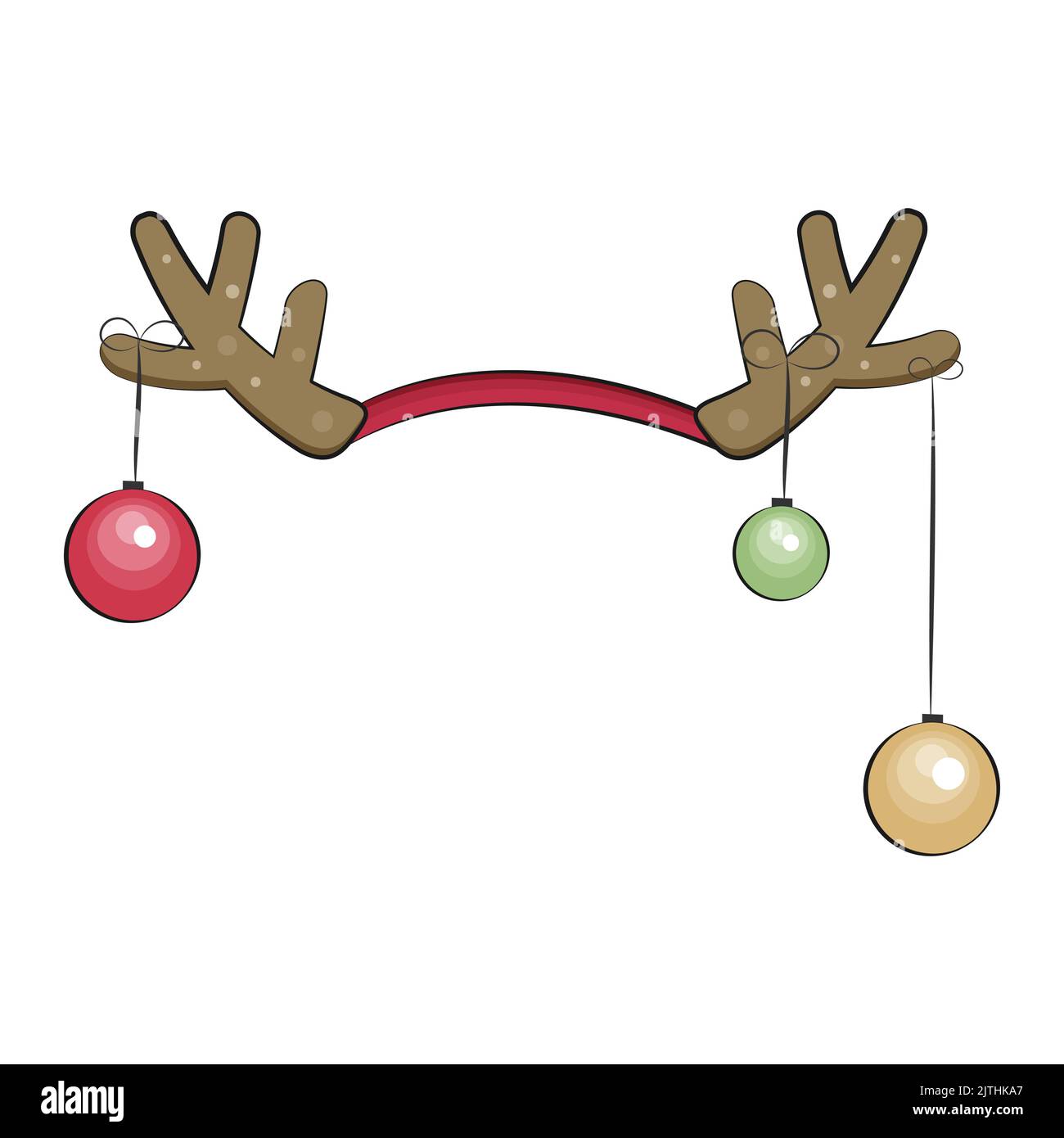 Weihnachten Hirsch Hörner mit Weihnachtskugeln. Stock Vektor