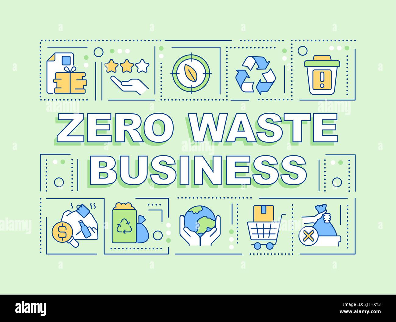 Zero Waste Business Wort Konzepte grünes Banner Stock Vektor
