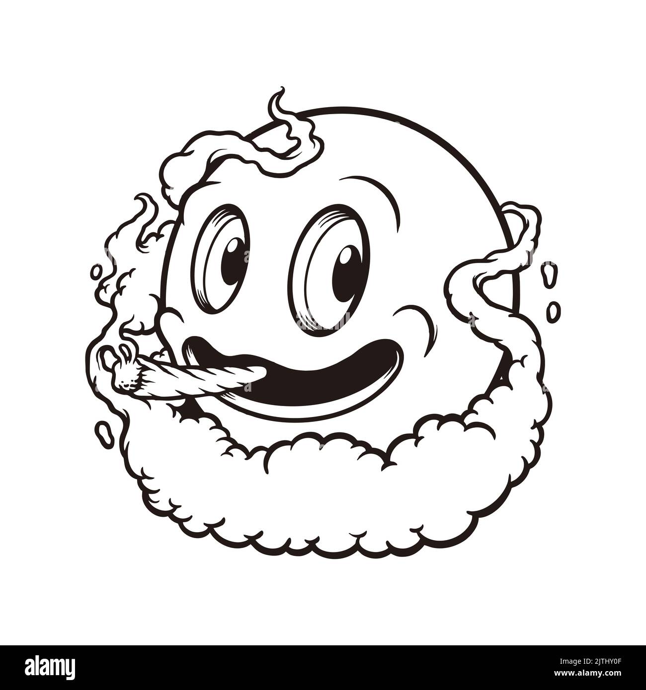 Emoji Weed Smoking Silhouette Vektor-Illustrationen für Ihre Arbeit Logo, Maskottchen Merchandise T-Shirt, Aufkleber und Label-Designs, Poster, Grußkarten Stockfoto