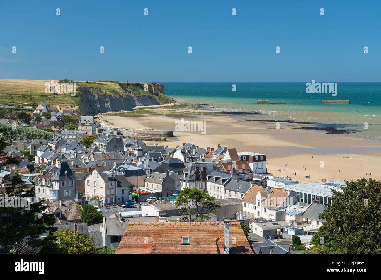 Arromanches-les-Bains an der französischen Küste der Normandie Stockfoto