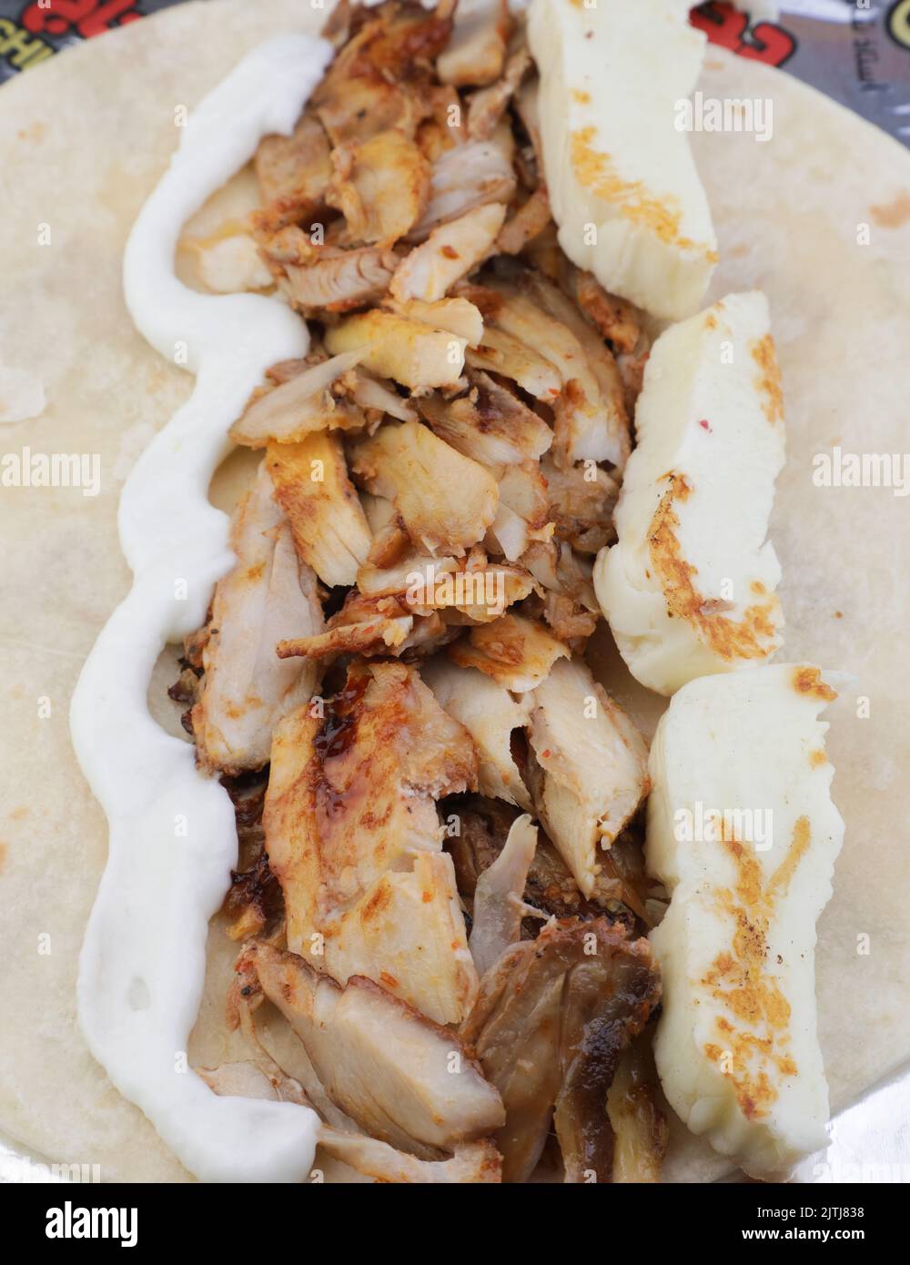 Arabisches Huhn Shawarma Sandwich Rezept Stockfoto