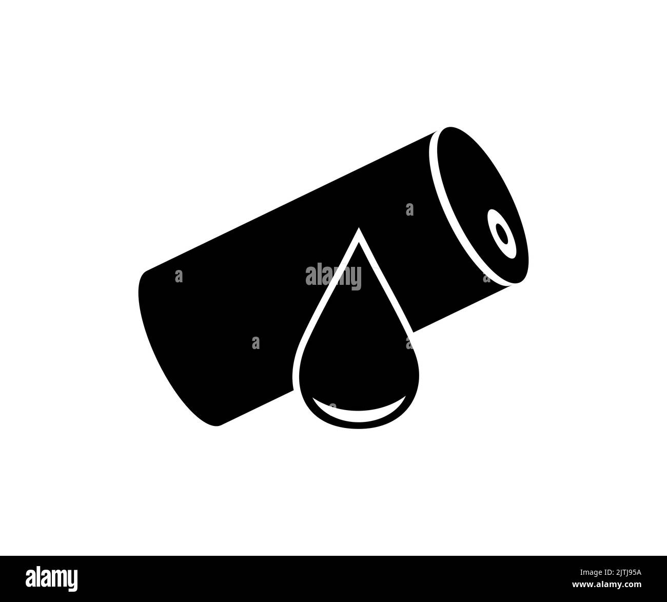 Logo im Ölfass-Design. Ein rundes Ölfass, Stahlfass, Blechdose, Kanister, Aluminiumfass, Erdöllagerverpackungen, Kraftstoffbehälter, Benzin. Stock Vektor
