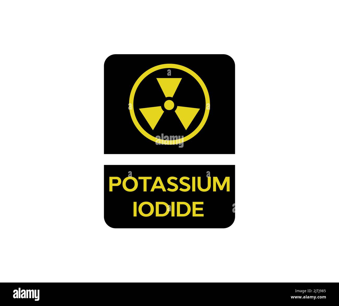 Nuclear Acciden, Kaliumiodid Logo Design.Kaliumiodid für den Einsatz bei radioaktiver Kontamination Vektordesign und Illustration. Stock Vektor