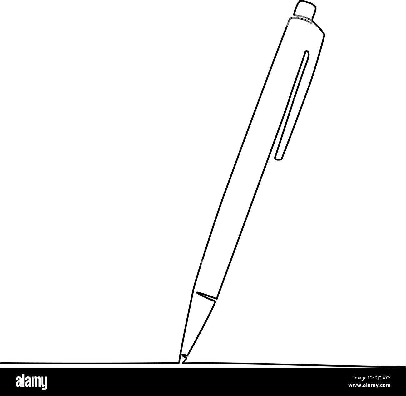 Kontinuierliche, einzeilige Zeichnung des Stifts. Vektorgrafik Stock Vektor