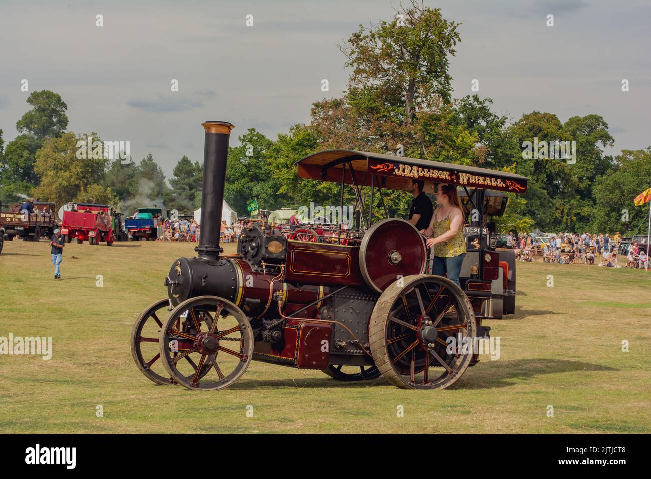 Die Dampfmesse Salop/Shrewsbury findet im Onslow Park Shrewsbury statt. Eine große Auswahl an Dampf- und Oldtimer-Fahrzeugen Stockfoto