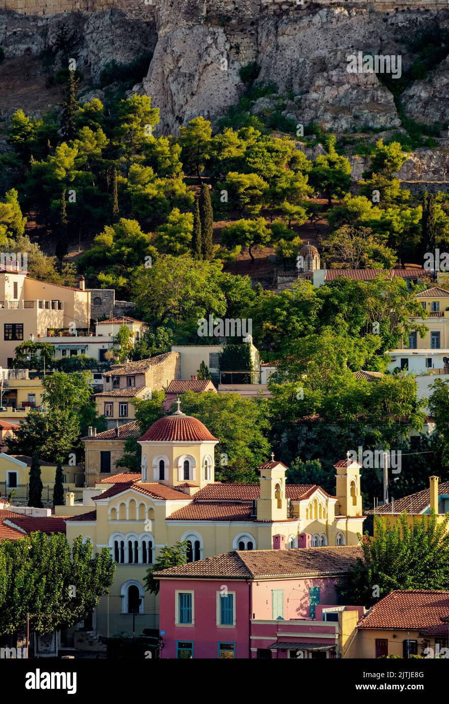 Heilige Kirche der Großen Taxiarchen und der Jungfrau Maria Gregorousa, erhöhte Ansicht, Athen, Attika, Griechenland Stockfoto