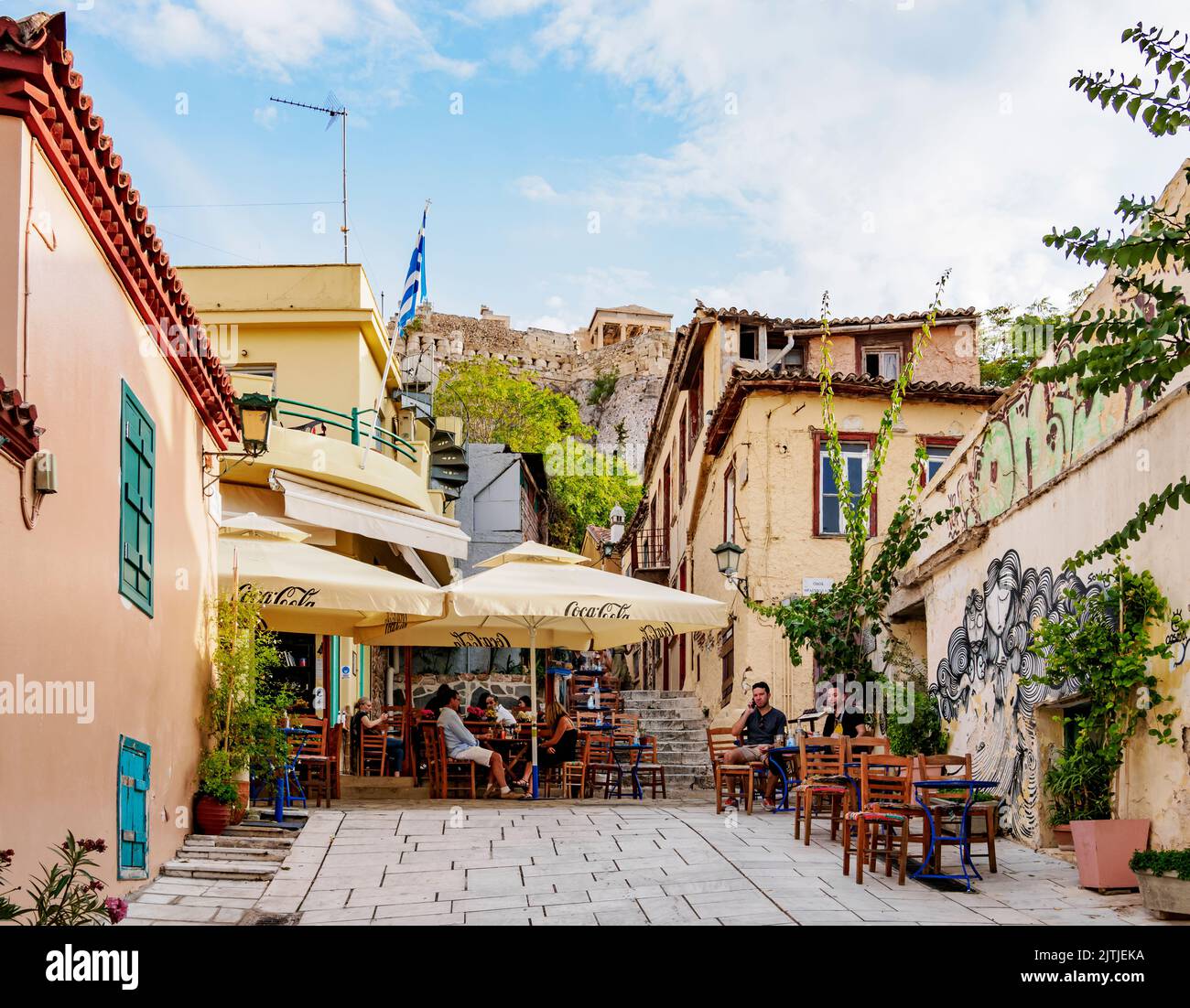 Restaurant in Plaka Nachbarschaft, Athen, Attika, Griechenland Stockfoto