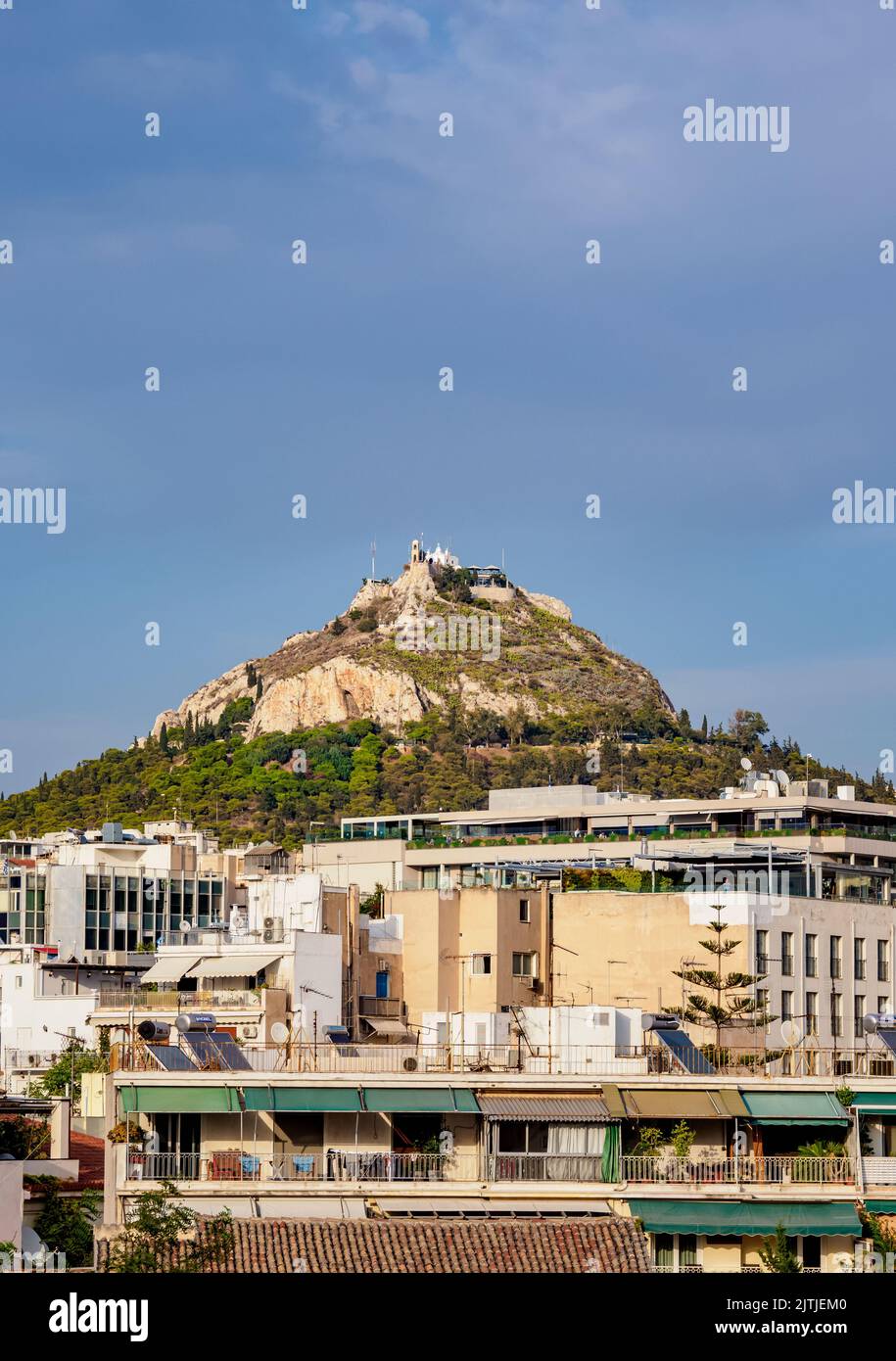 Blick auf den Lycabettus-Berg, Athen, Attika, Griechenland Stockfoto