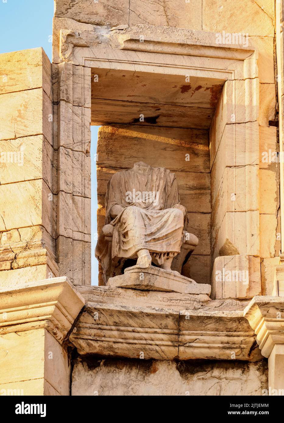 Philopappos Monument bei Sonnenaufgang, Detailansicht, Philopappos Hill, Athen, Attica, Griechenland Stockfoto