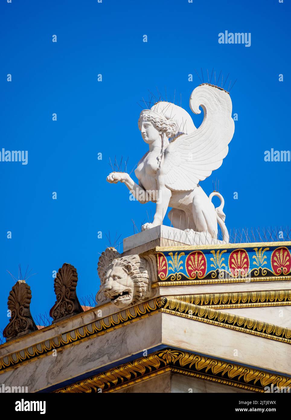 Sphinx Skulptur, die Akademie von Athen, Detailansicht, Athen, Attika, Griechenland Stockfoto