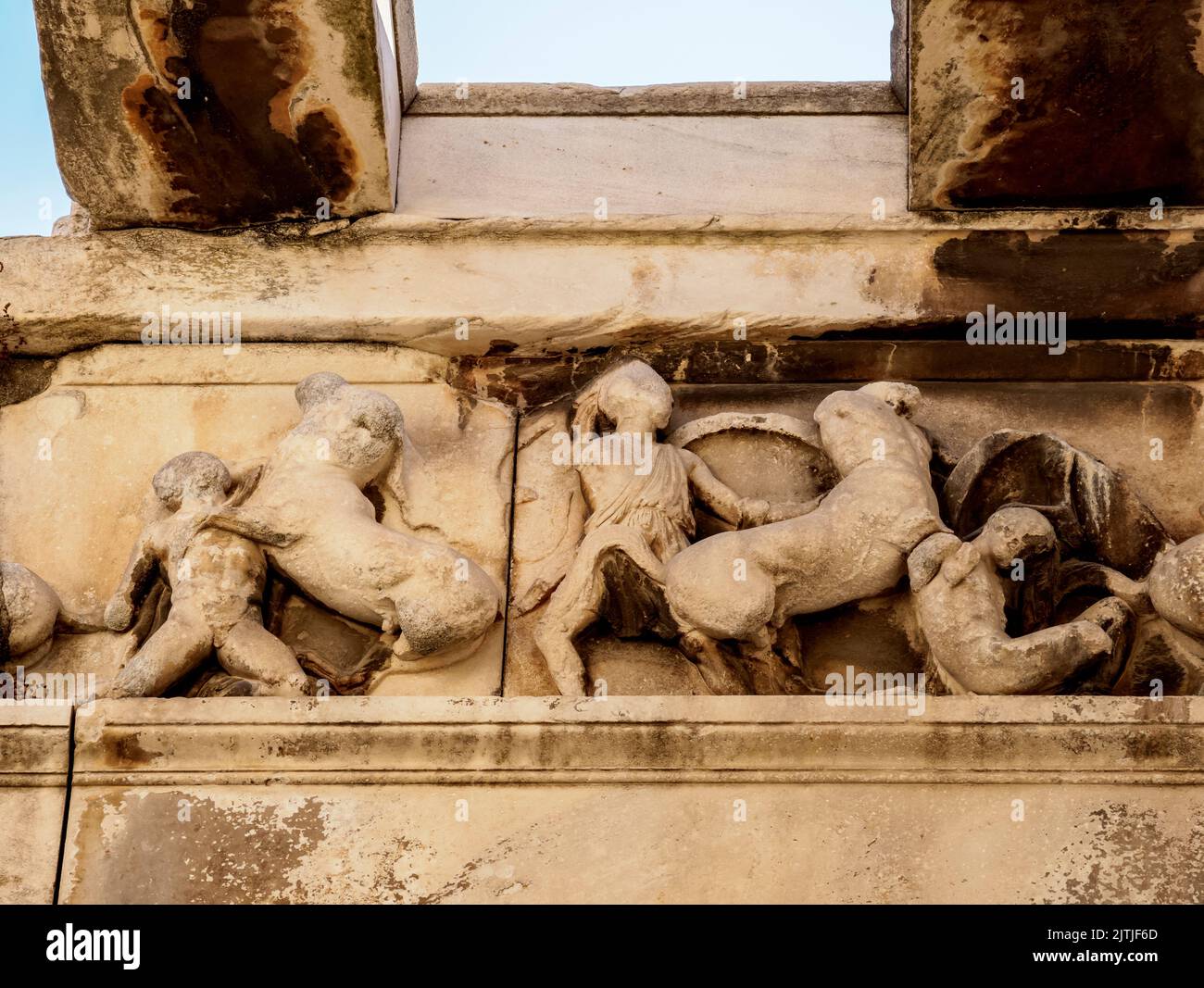 Tempel des Hephaestus, Detailansicht, Antike Agora, Athen, Attika, Griechenland Stockfoto