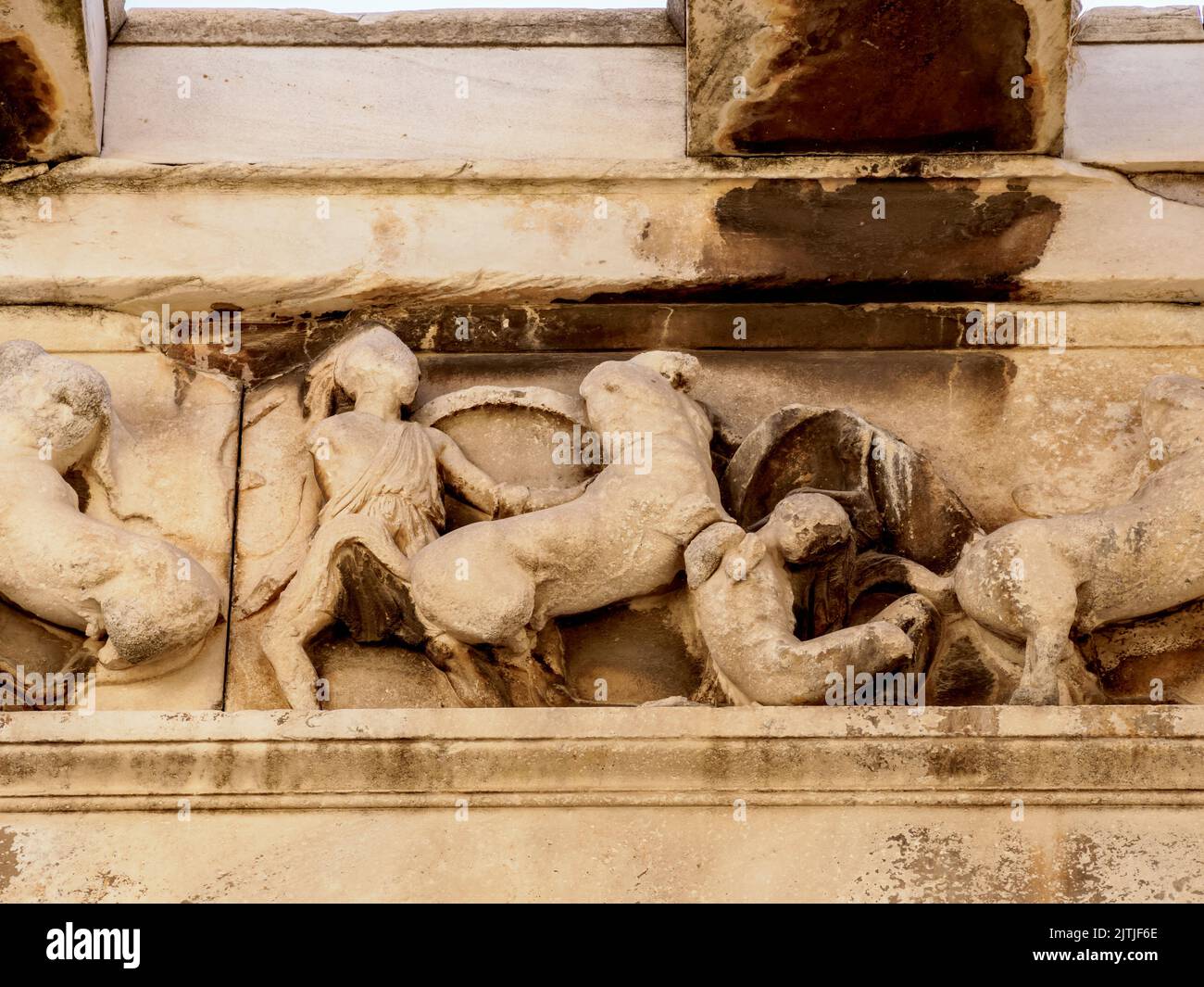 Tempel des Hephaestus, Detailansicht, Antike Agora, Athen, Attika, Griechenland Stockfoto