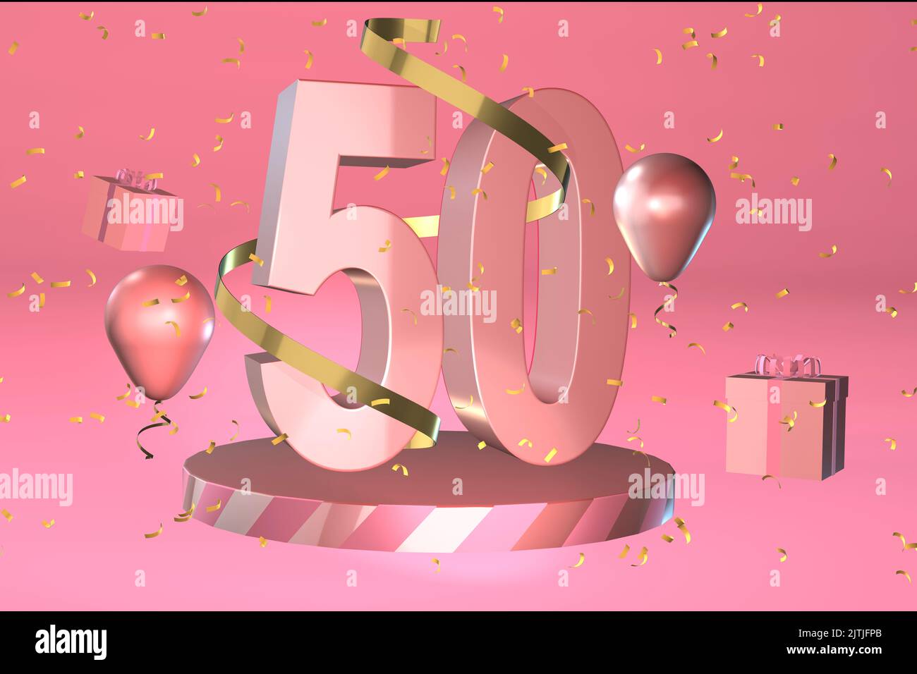 3D gerendertes Display geeignet für 50 50. Geburtstag Hintergrund oder fünfzig fünfzigjährigen Jahrestag Hintergrund Feier Karte oder Einladung Stockfoto
