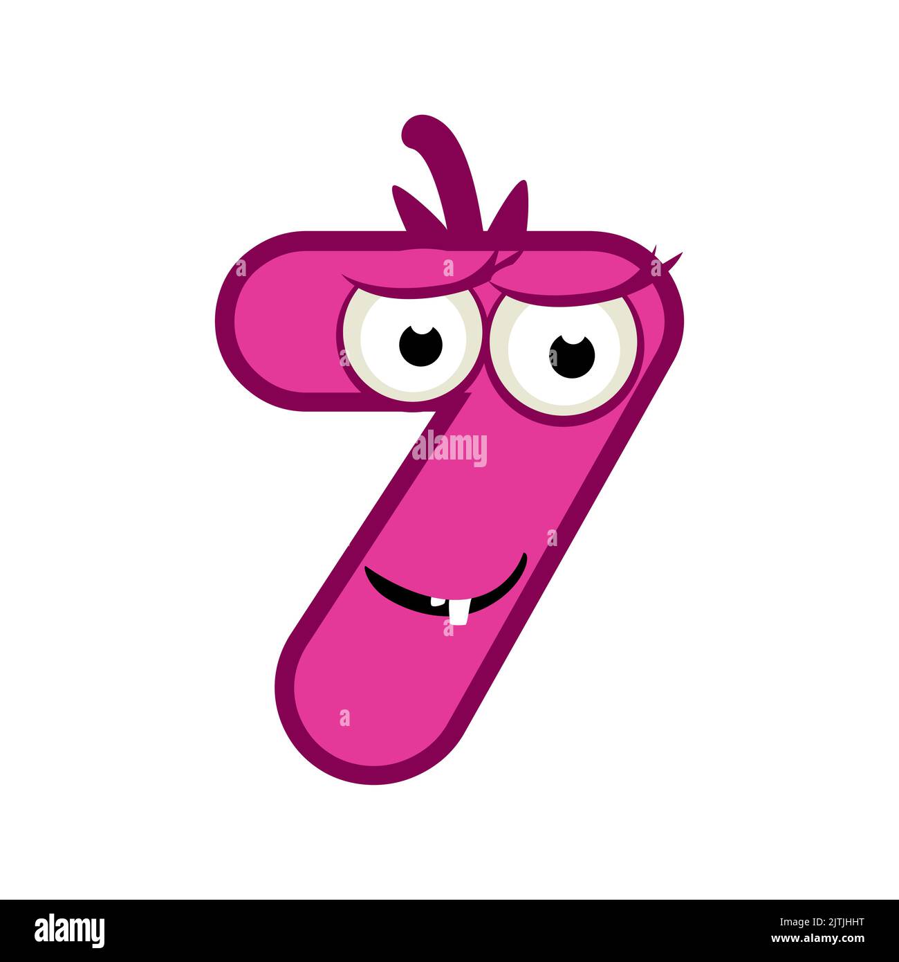 Cartoon-Charakter Nummer sieben Monster, Vektor numerisch 7. Stock Vektor