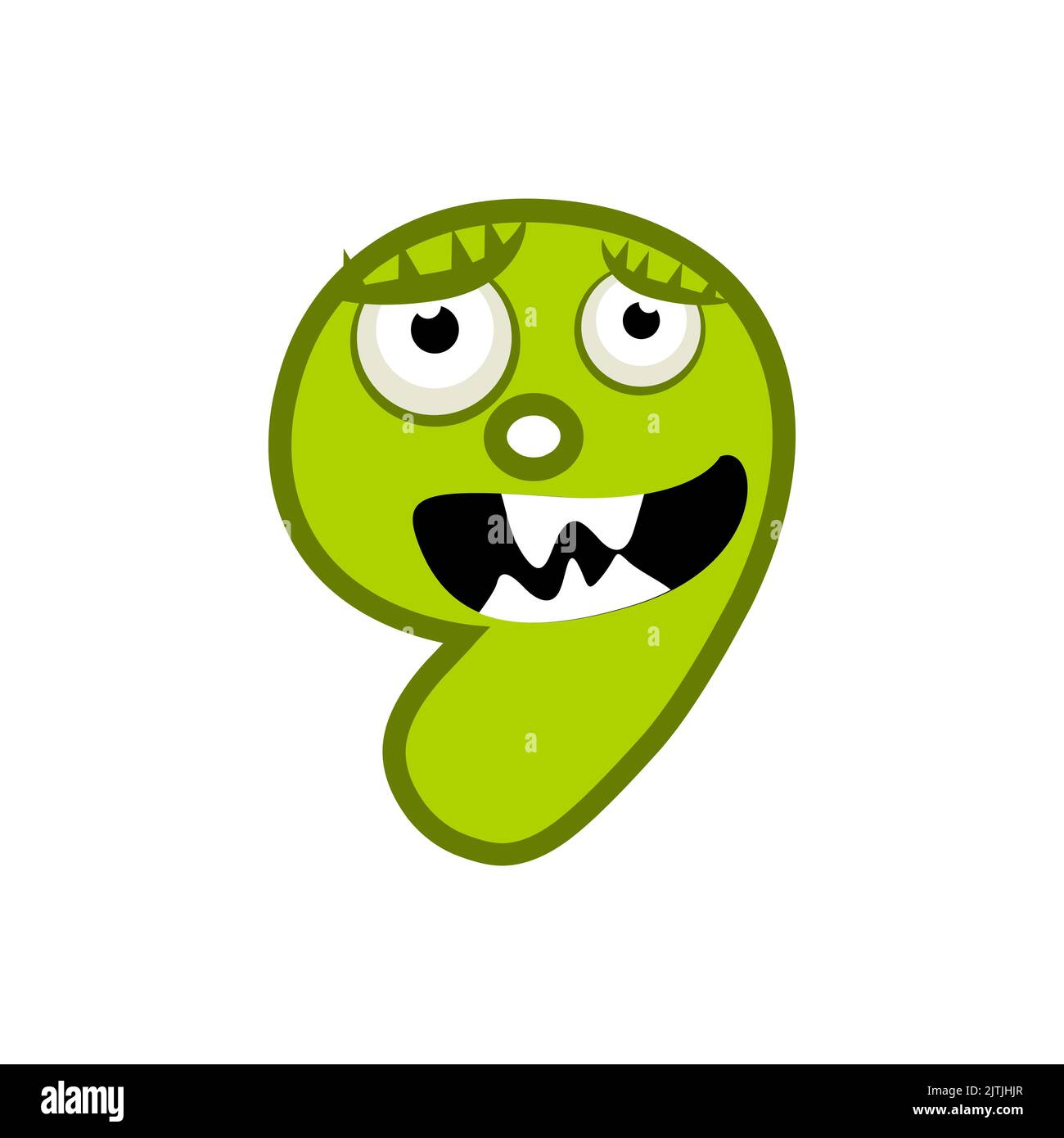 Cartoon-Charakter Nummer neun Monster, Vektor numerisch 9. Stock Vektor