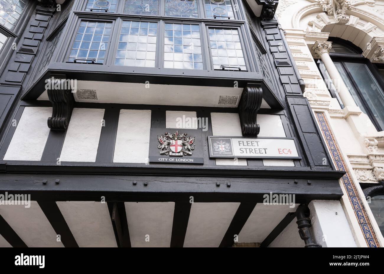 Der Eingang zum Inneren Tempel, Temple Gate, Prince Henry's Room, Fleet Street, London, EC4, England, Großbritannien Stockfoto