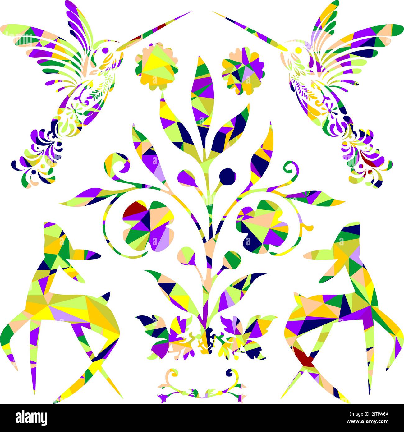 Bunte talavera Kolibri mexikanische Kunst im Vektorformat Stock Vektor