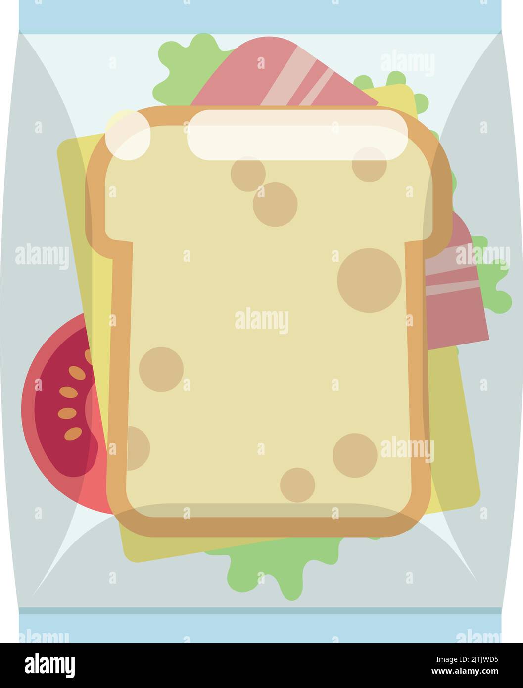 Sandwich im Lunchpaket. Lebensmittel-Plastiktüte Cartoon-Symbol Stock Vektor