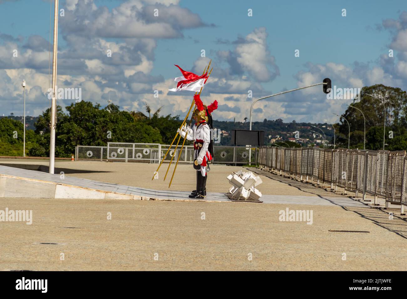 Brasília, Bundesdistrikt, Brasilien – 25. Dezember 2022: Moment des Rituals des Austausches von Soldaten der Präsidentengarde in Palácio do Planalto. Stockfoto