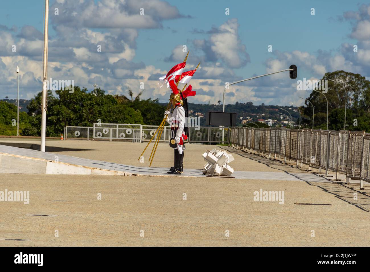Brasília, Bundesdistrikt, Brasilien – 25. Dezember 2022: Moment des Rituals des Austausches von Soldaten der Präsidentengarde in Palácio do Planalto. Stockfoto