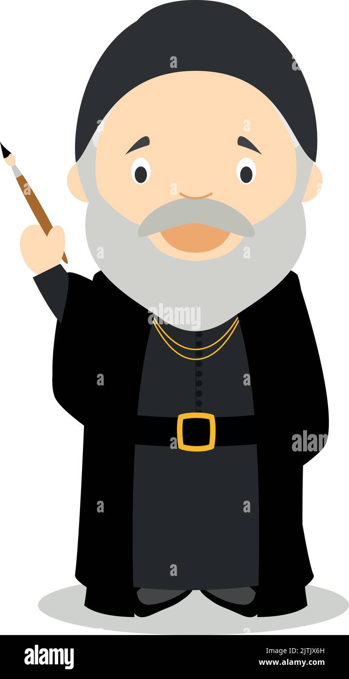 Tiziano Vecellio Zeichentrickfigur. Vektorgrafik. Sammlung „Geschichte Für Kinder“. Stock Vektor