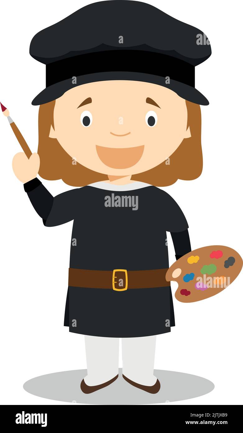 Raphaello Sanzio Zeichentrickfigur. Vektorgrafik. Sammlung „Geschichte Für Kinder“. Stock Vektor