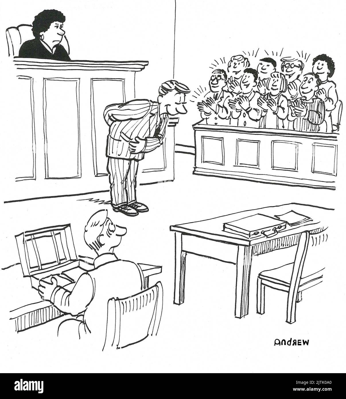 Ein Anwalt hat die Jury beeindruckt. Stockfoto