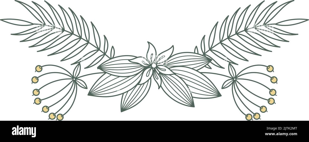 Eleganter Blütenzweig-Trenner. Dekoration mit Seitendruck Stock Vektor