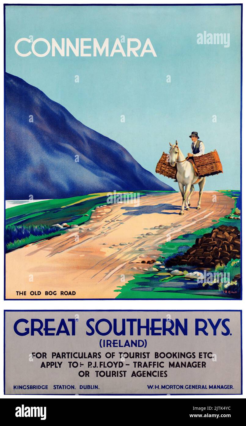 Connemara. The Old Moor Road von IB Gray (Daten unbekannt). Plakat veröffentlicht im Jahr 1930 in Irland. Stockfoto