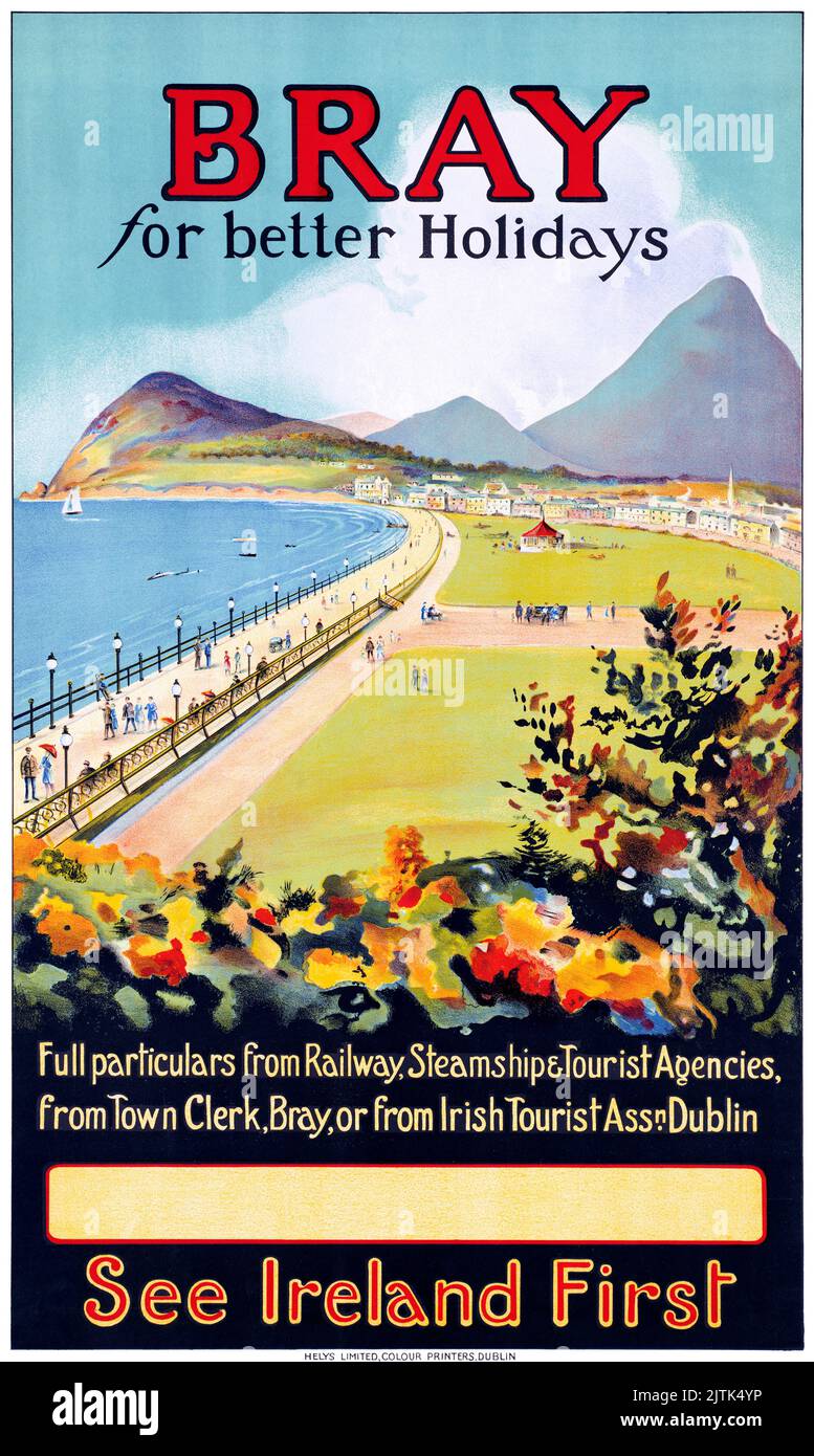 Bray für einen besseren Urlaub. Irland als Erstes ansehen. Künstler unbekannt. Poster veröffentlicht ca. 1930. Stockfoto