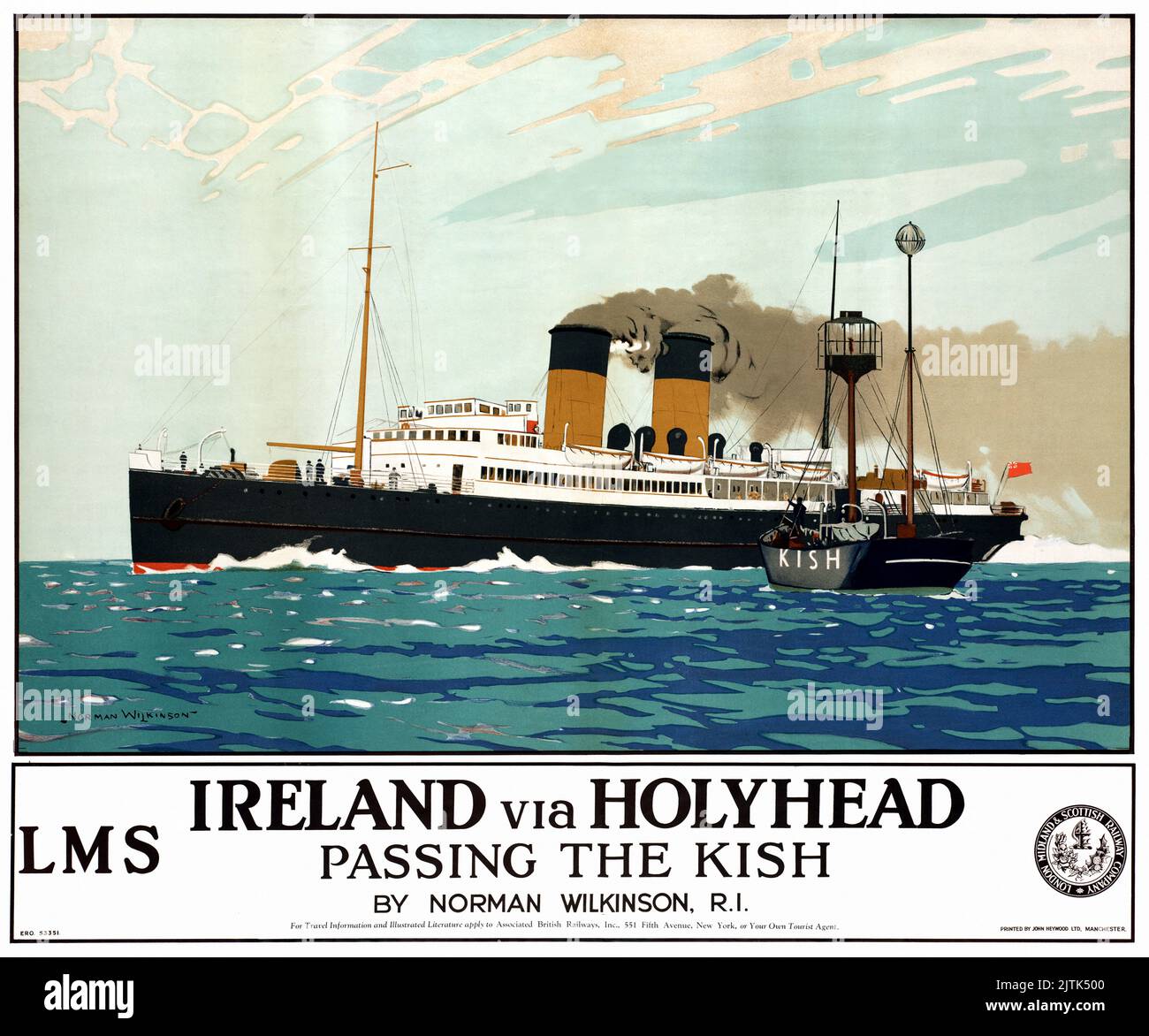 Irland über Holyhead von Norman Wilkinson (1878-1971). Veröffentlichte ca. 1930 in Irland. Stockfoto