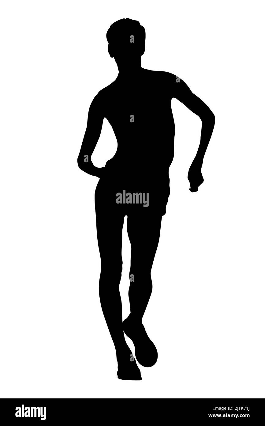 Weibliche Sportlerin racewalking schwarze Silhouette Stockfoto