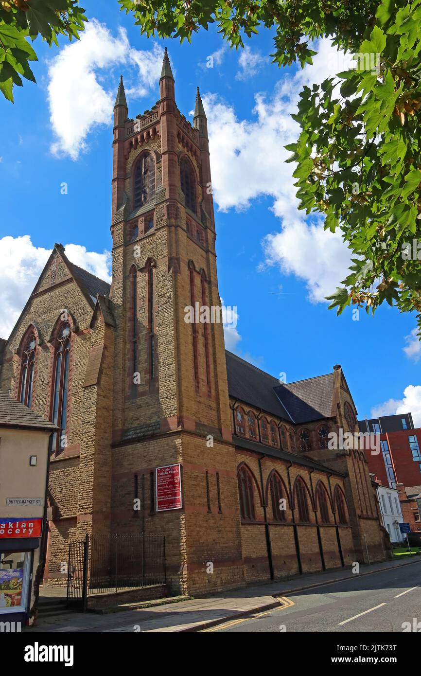 St. Marys-Schrein, Katholische Kirche, Smith St, Buttermarket St, Warrington, CHESHIRE, GROSSBRITANNIEN, WA1 2NS Stockfoto