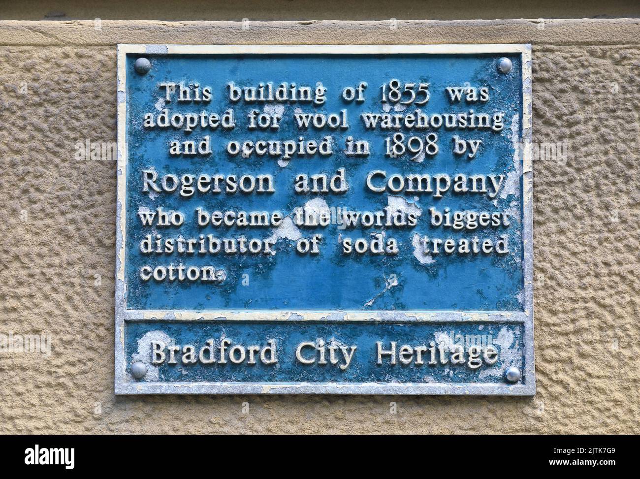 Little Germany, einzigartiges Gebiet der Stadt Bradford, mit vielen denkmalgeschützten Gebäuden, erbaut von 1855 bis 1890, als die Stadt eine boomende Wollindustrie in Großbritannien hatte Stockfoto