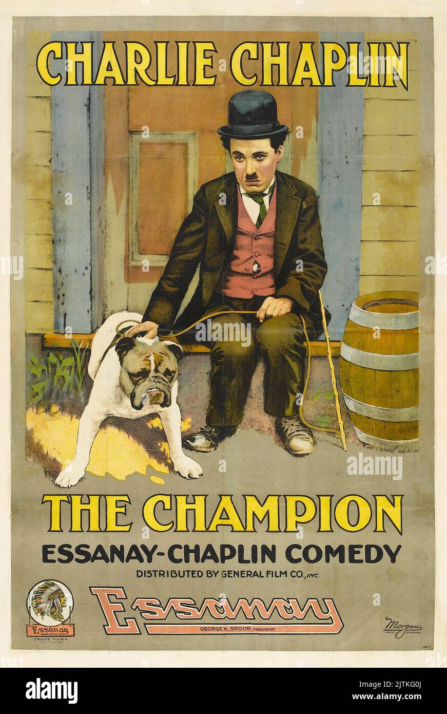 Charlie Chaplin, Vintage Filmplakat - der Champion (Essanay, 1915) Stockfoto