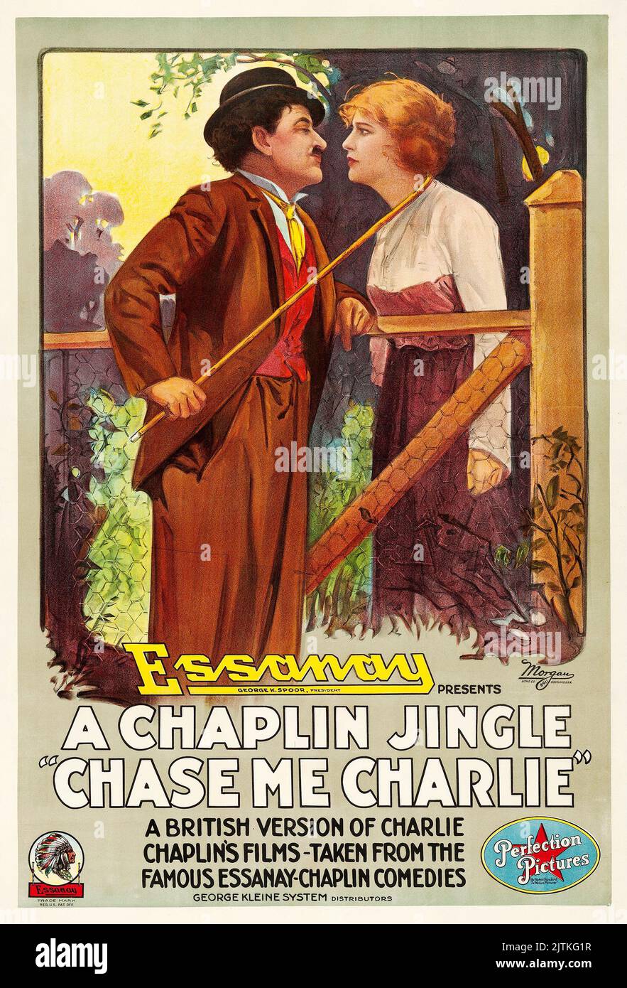 Charlie Chaplin - Chase Me Charlie (Essanay, 1917) - Stummfilm Stockfoto