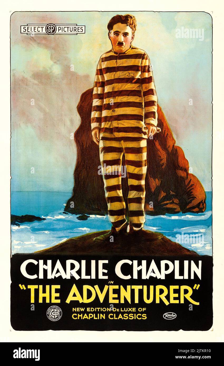 Charlie Chaplin in The Adventurer (Select Picters, Anfang 1920s) - Stummfilm Stockfoto